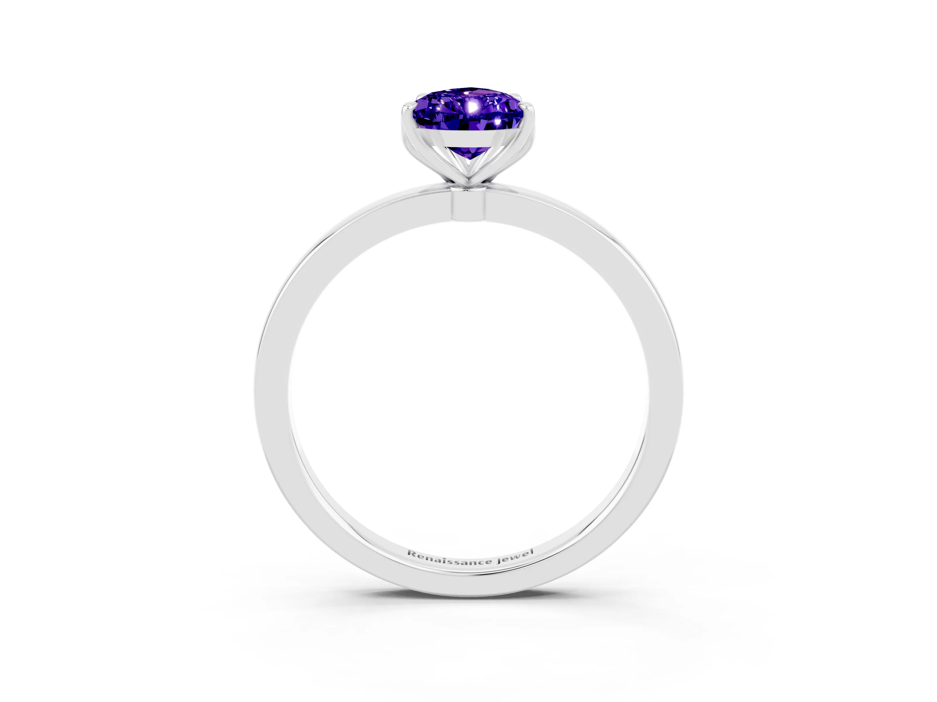 White gold Pear Cut Solitaire Diamond Ring with Thin Band and Four-Prong Setting_3