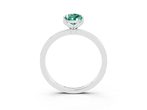 White gold Pear Cut Solitaire Diamond Ring with Thin Band and Four-Prong Setting_3