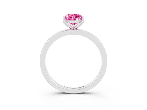 White gold Pear Cut Solitaire Diamond Ring with Thin Band and Four-Prong Setting_3
