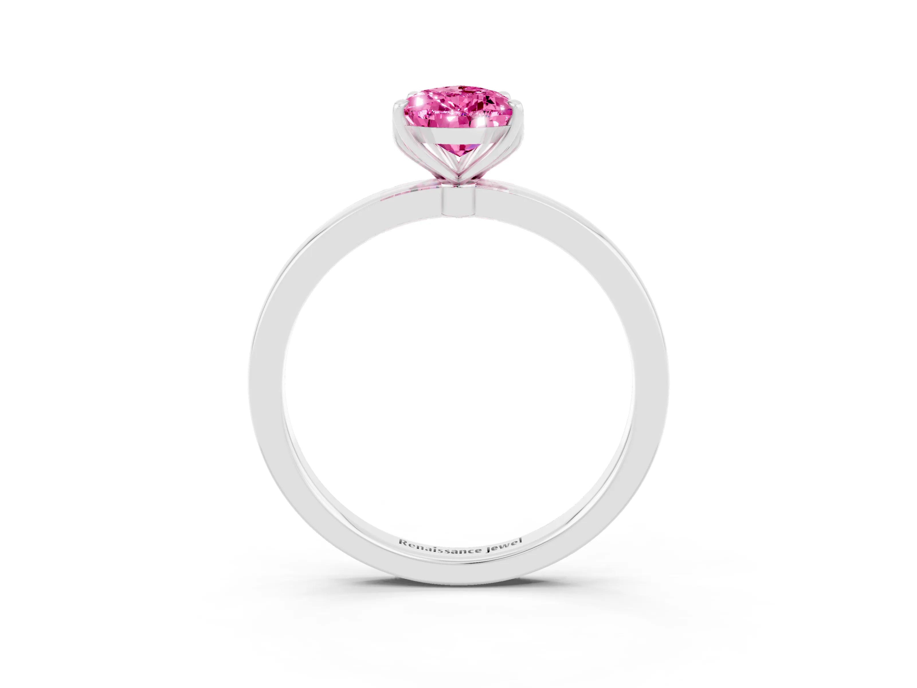 White gold Pear Cut Solitaire Diamond Ring with Thin Band and Four-Prong Setting_3