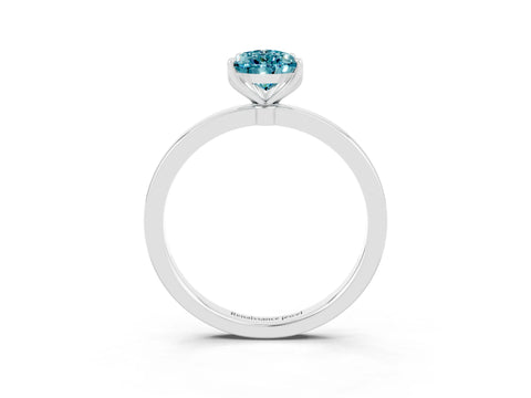 White gold Pear Cut Solitaire Diamond Ring with Thin Band and Four-Prong Setting_3