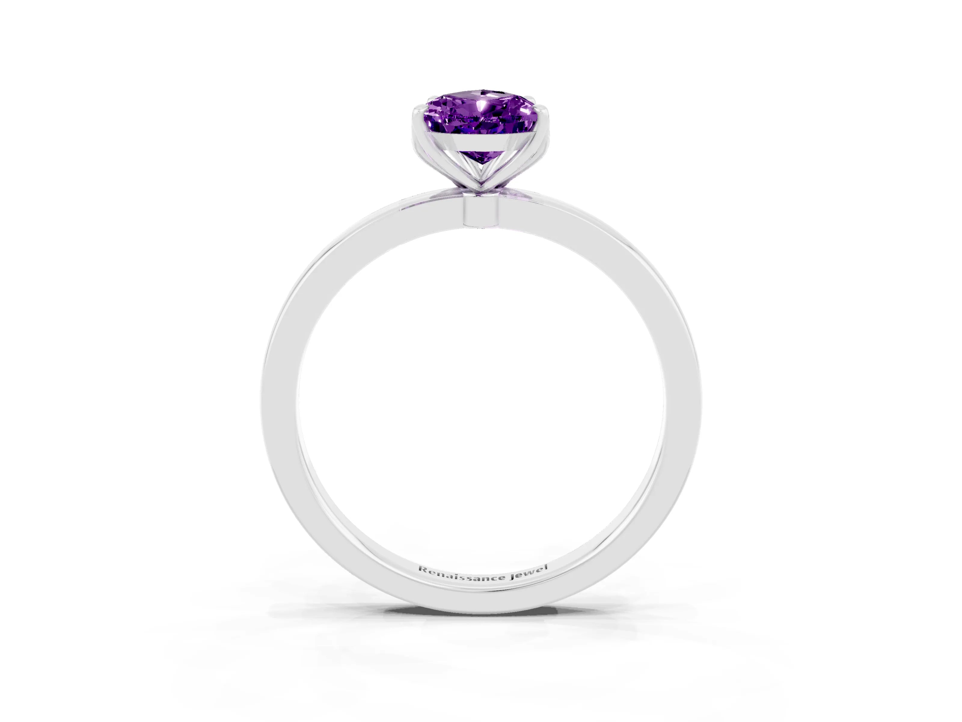 White gold Pear Cut Solitaire Diamond Ring with Thin Band and Four-Prong Setting_3