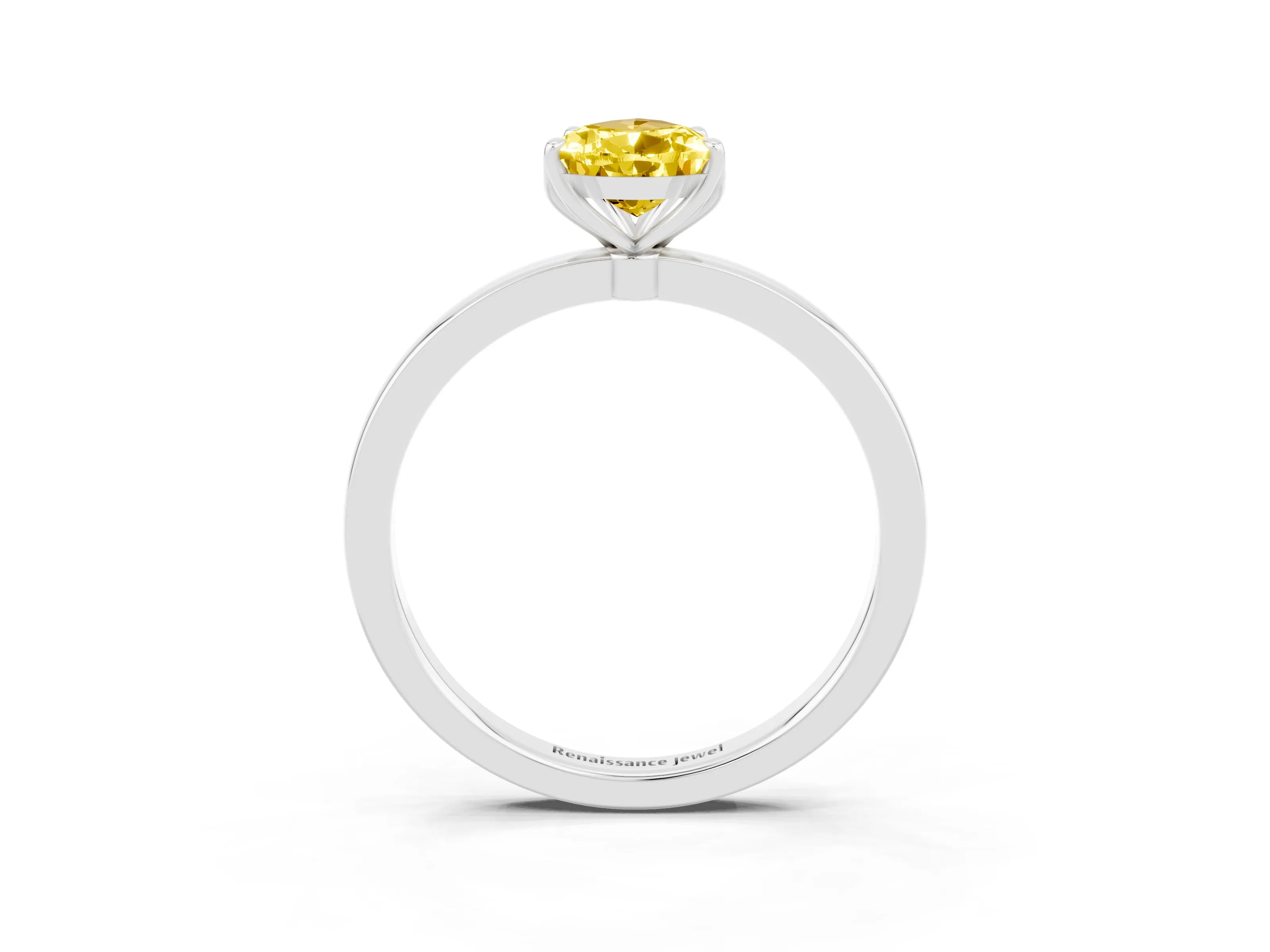 White gold Pear Cut Solitaire Diamond Ring with Thin Band and Four-Prong Setting_3