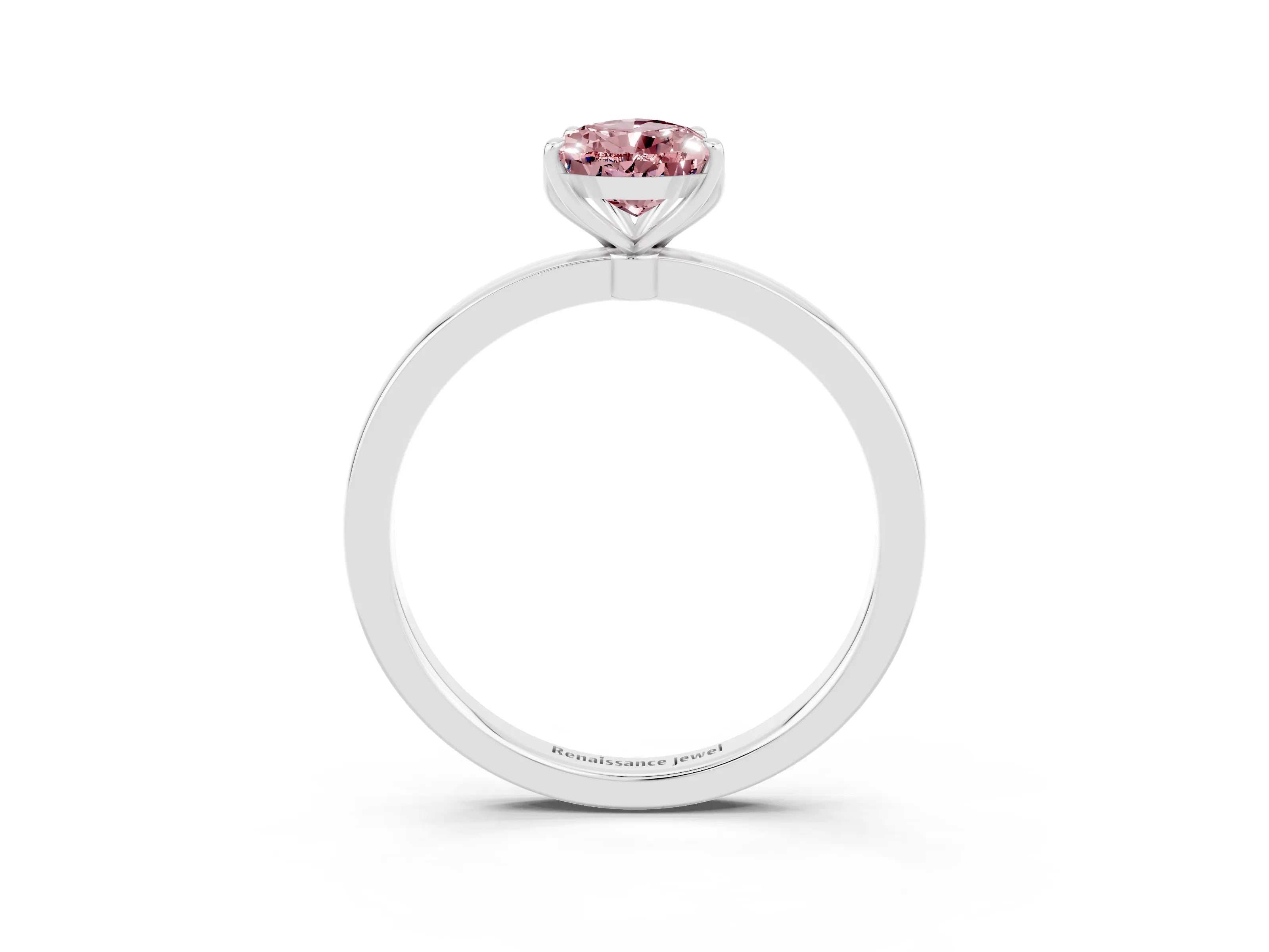 White gold Pear Cut Solitaire Diamond Ring with Thin Band and Four-Prong Setting_3