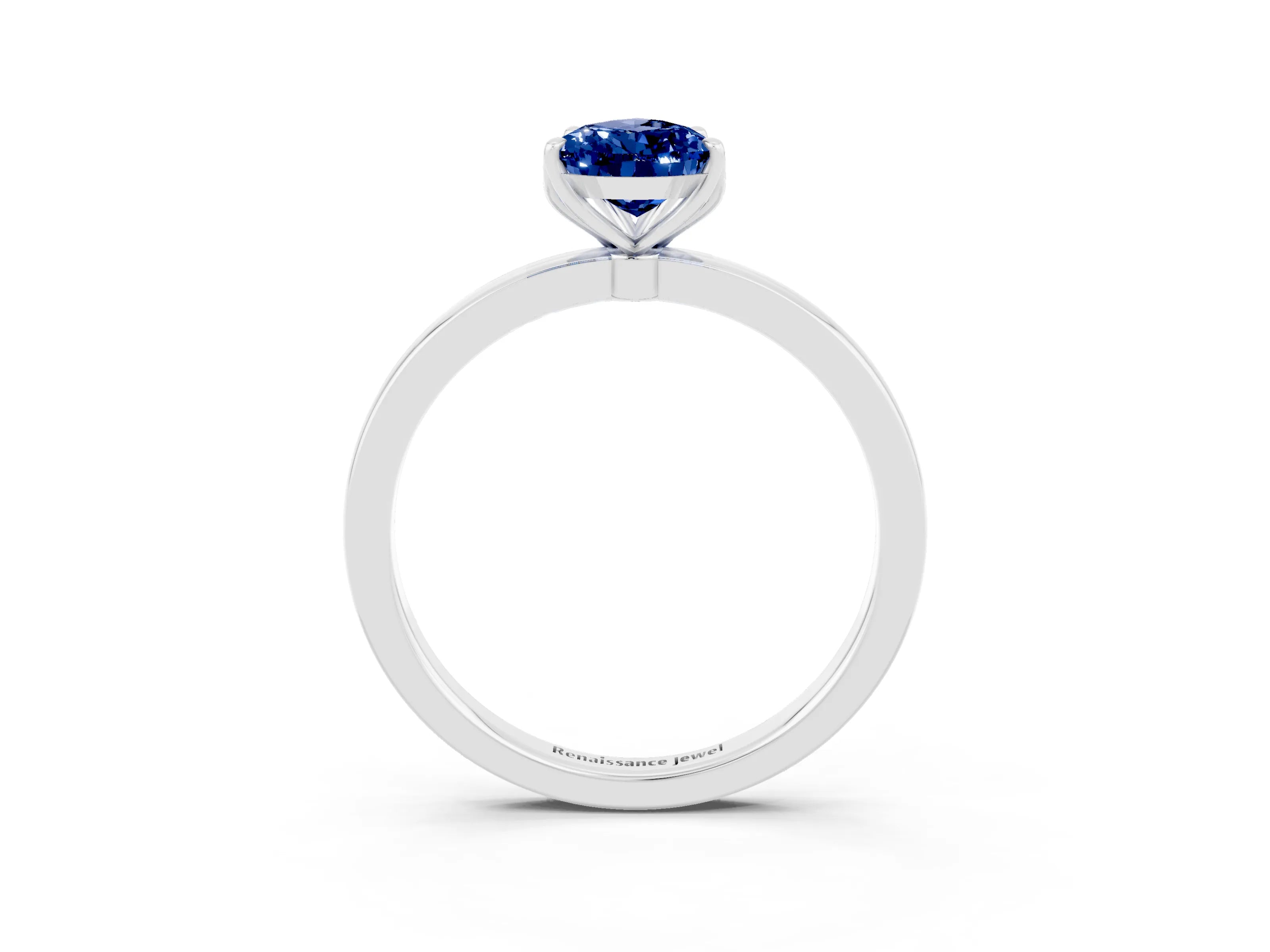 White gold Pear Cut Solitaire Diamond Ring with Thin Band and Four-Prong Setting_3