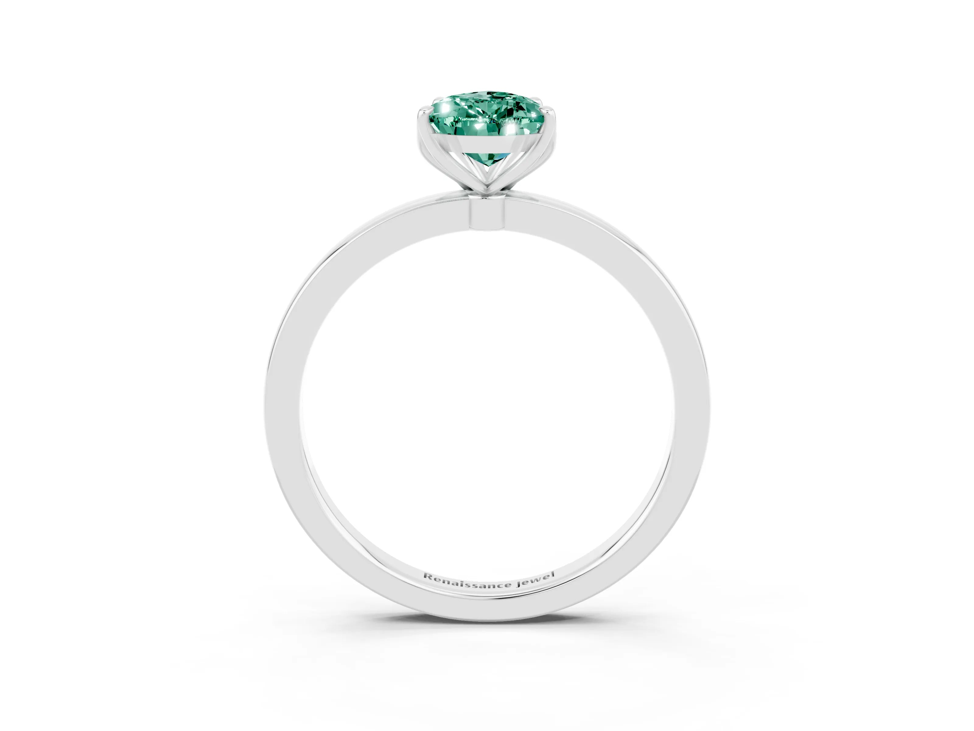 White gold Pear Cut Solitaire Diamond Ring with Thin Band and Four-Prong Setting_3
