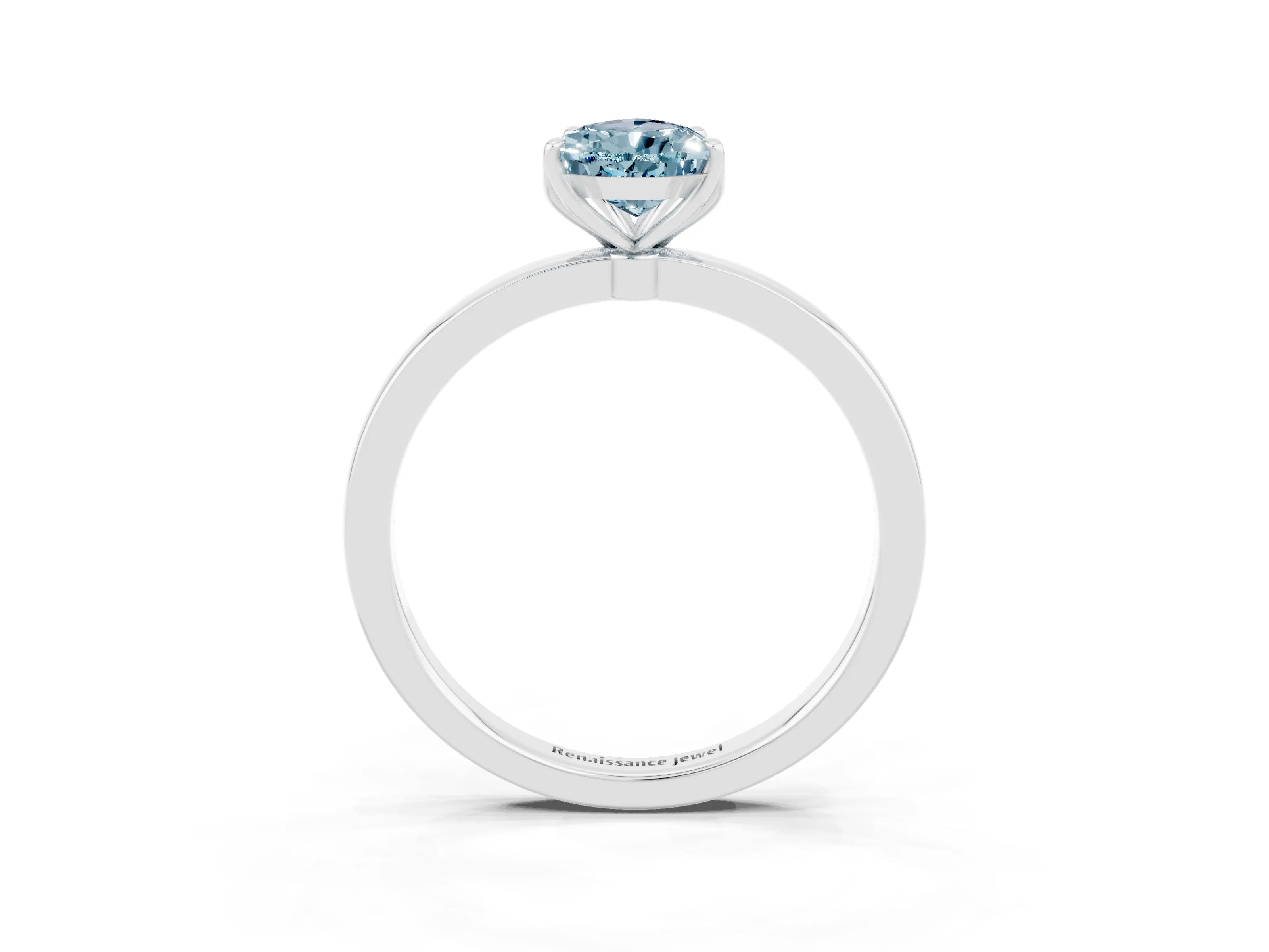 White gold Pear Cut Solitaire Diamond Ring with Thin Band and Four-Prong Setting_3