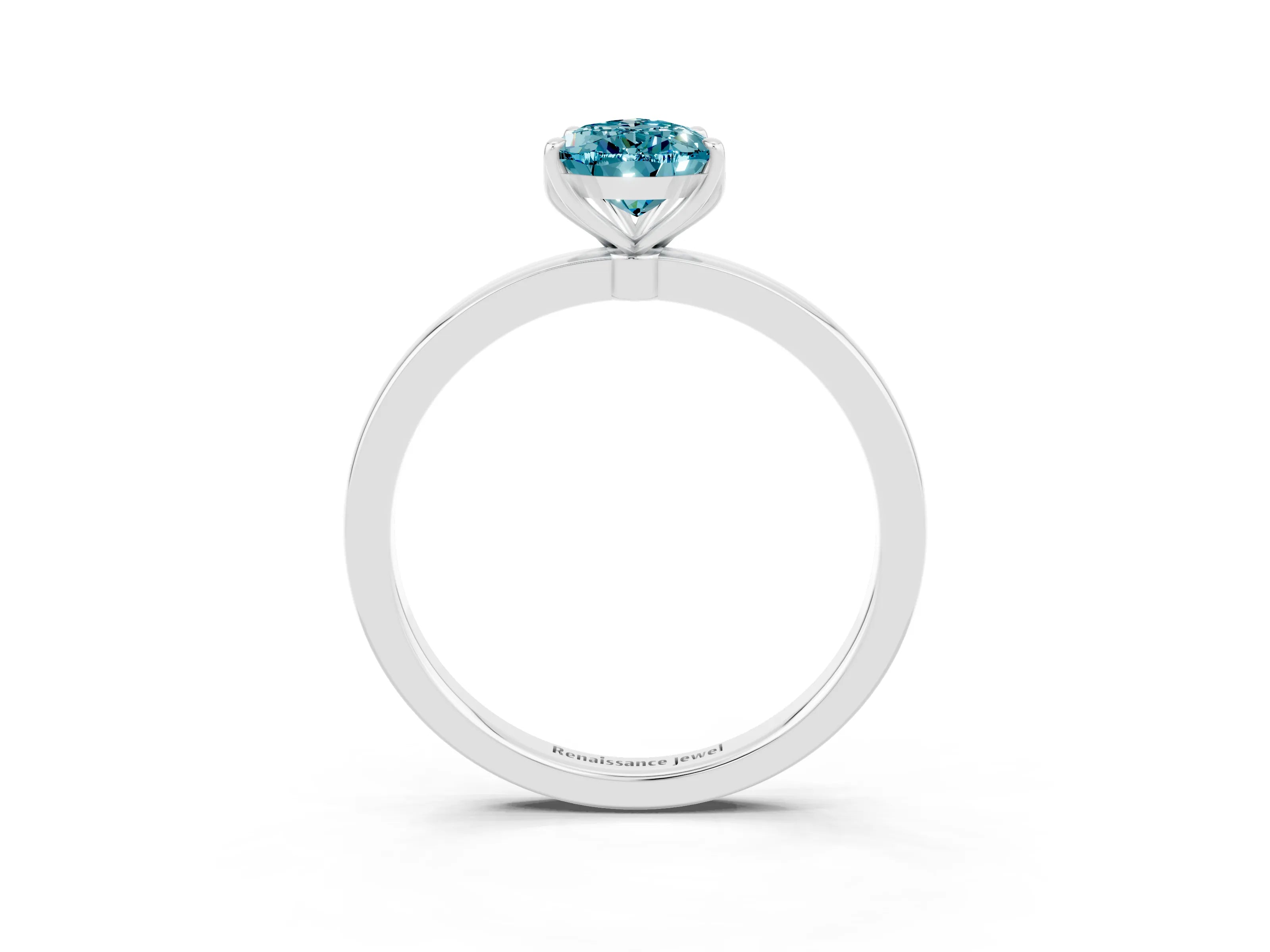White gold Pear Cut Solitaire Diamond Ring with Thin Band and Four-Prong Setting_3