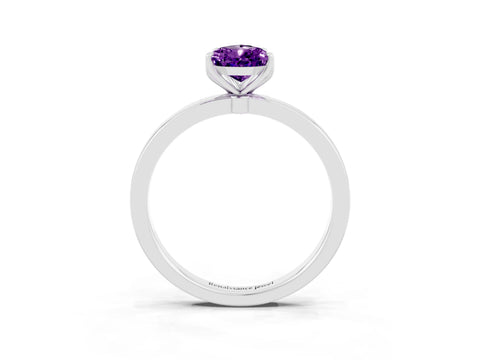 White gold Pear Cut Solitaire Diamond Ring with Thin Band and Four-Prong Setting_3