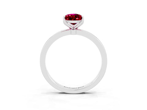 White gold Pear Cut Solitaire Diamond Ring with Thin Band and Four-Prong Setting_3