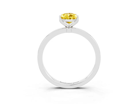 White gold Pear Cut Solitaire Diamond Ring with Thin Band and Four-Prong Setting_3