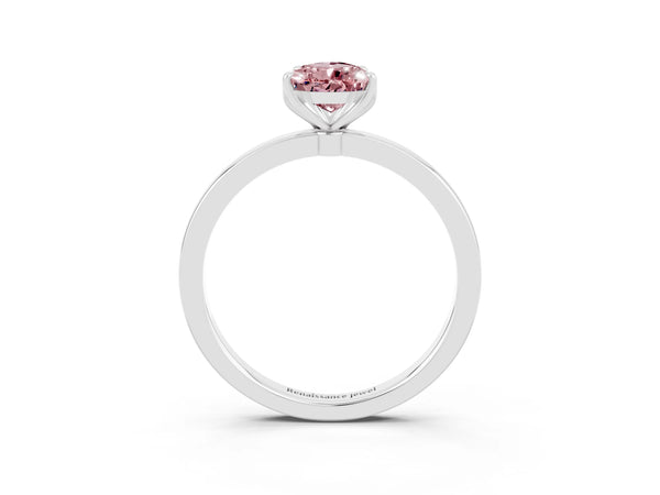 White gold Pear Cut Solitaire Diamond Ring with Thin Band and Four-Prong Setting