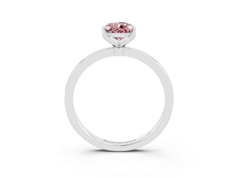 White gold Pear Cut Solitaire Diamond Ring with Thin Band and Four-Prong Setting_3