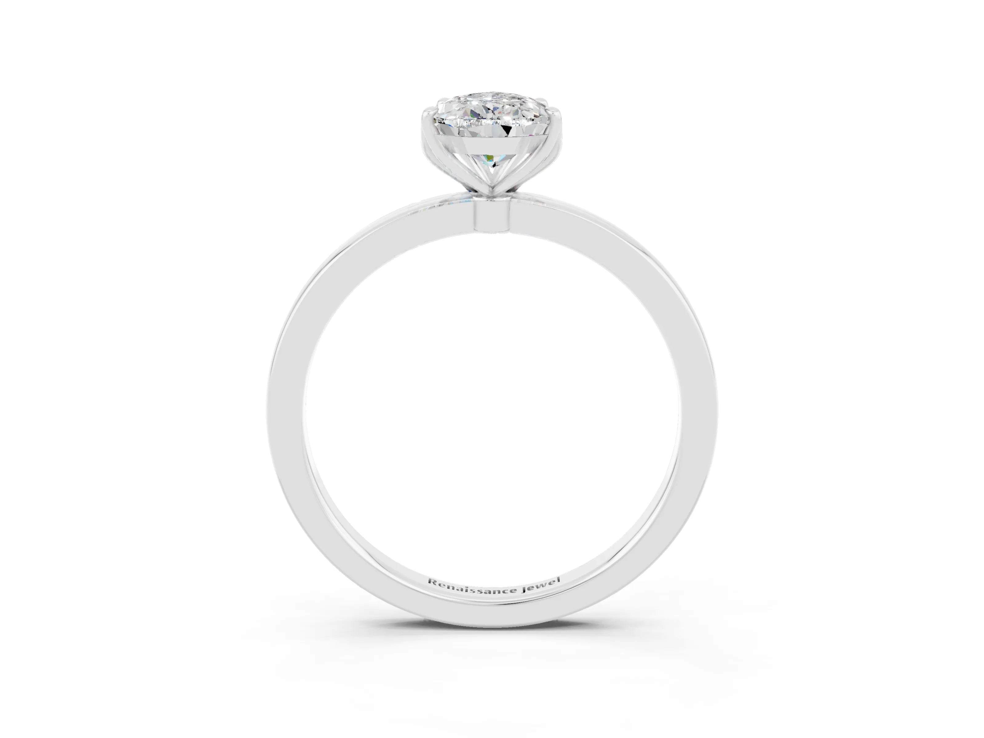 White gold Pear Cut Solitaire Diamond Ring with Thin Band and Four-Prong Setting_3