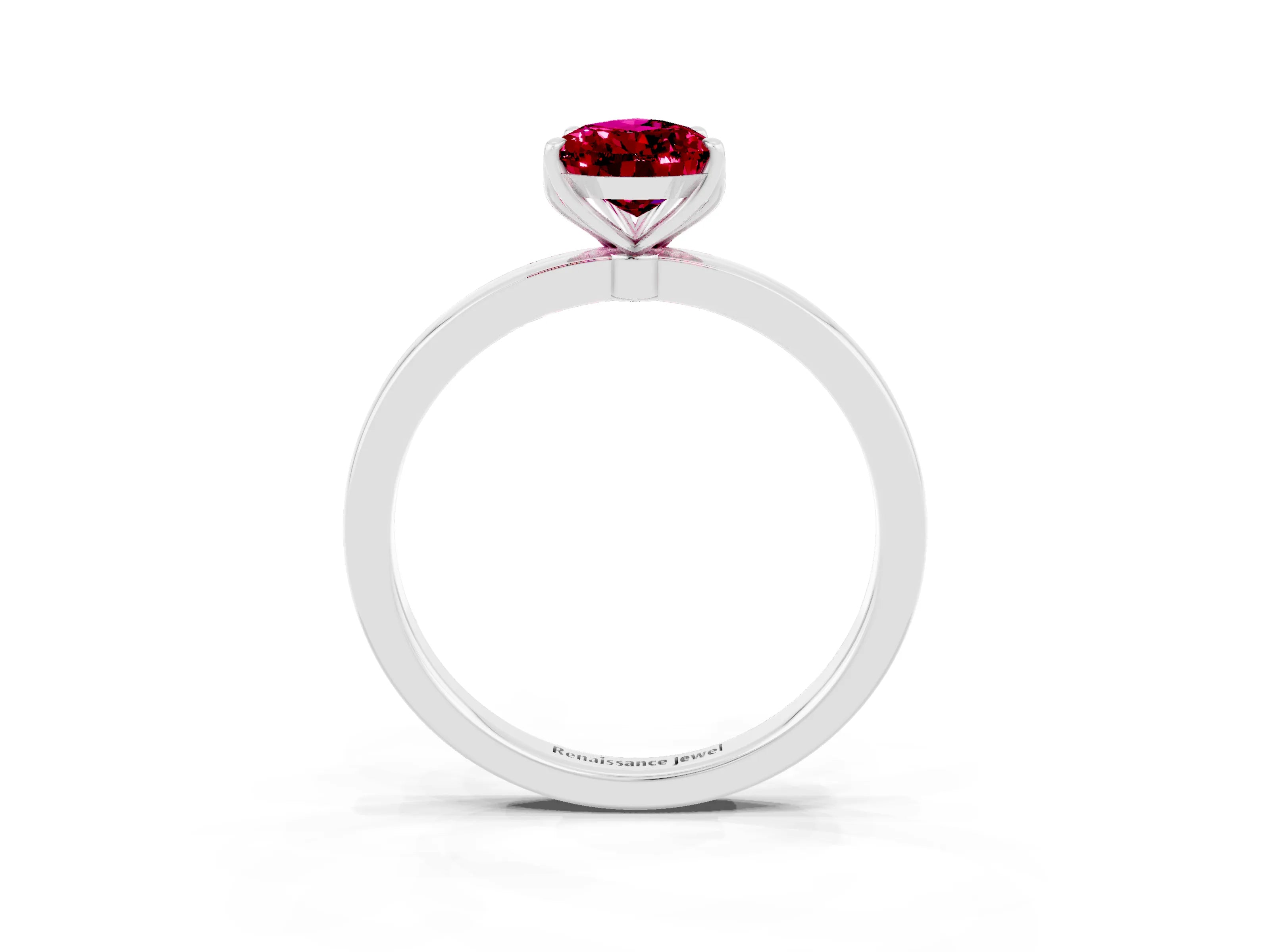 White gold Pear Cut Solitaire Diamond Ring with Thin Band and Four-Prong Setting_3