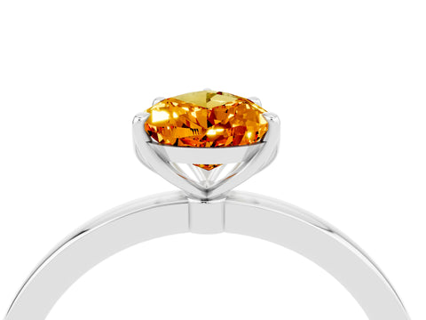 White gold Pear Cut Solitaire Diamond Ring with Thin Band and Four-Prong Setting_4