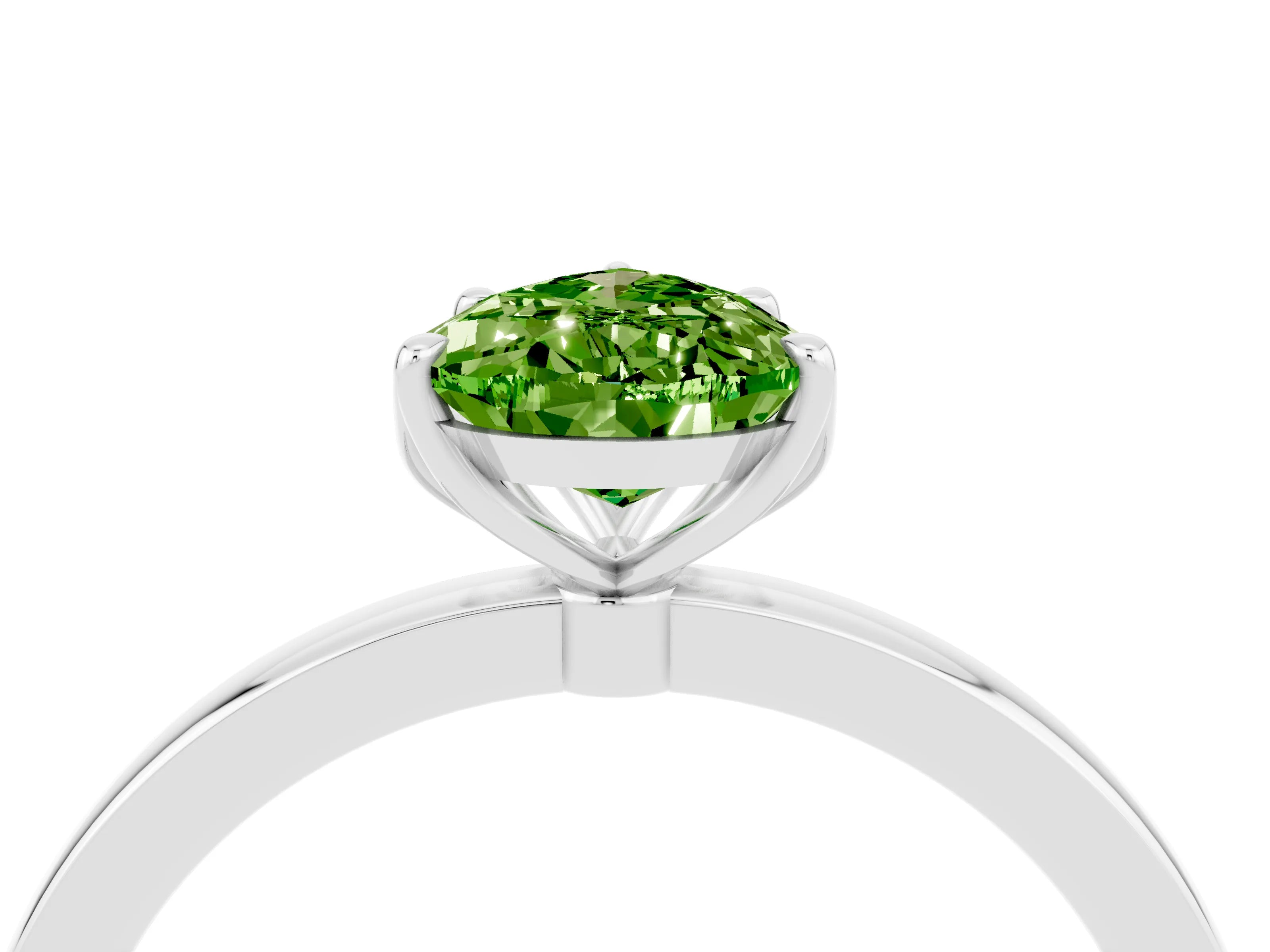 White gold Pear Cut Solitaire Diamond Ring with Thin Band and Four-Prong Setting_4