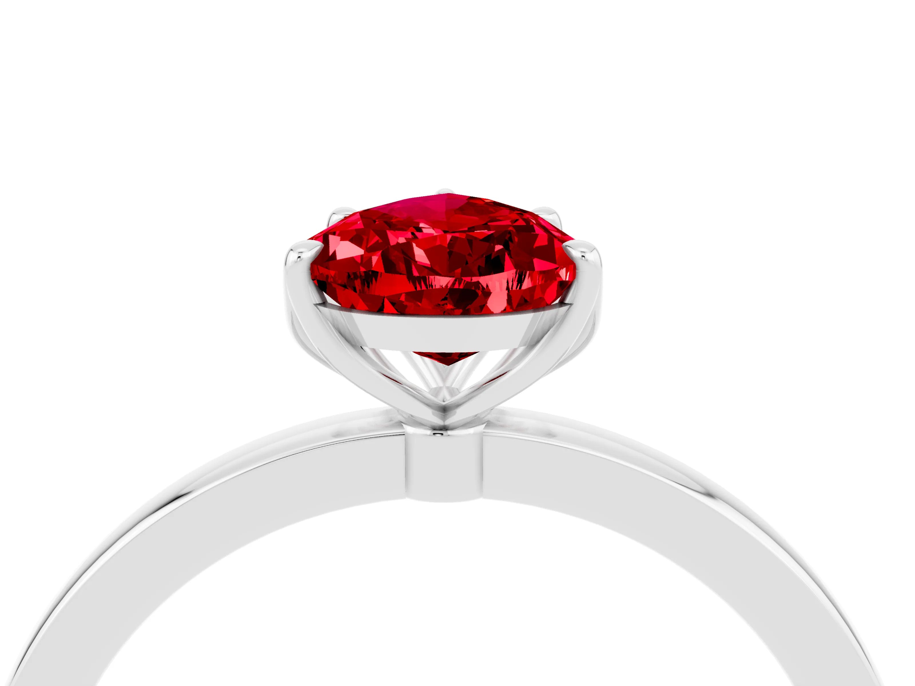 White gold Pear Cut Solitaire Diamond Ring with Thin Band and Four-Prong Setting_4