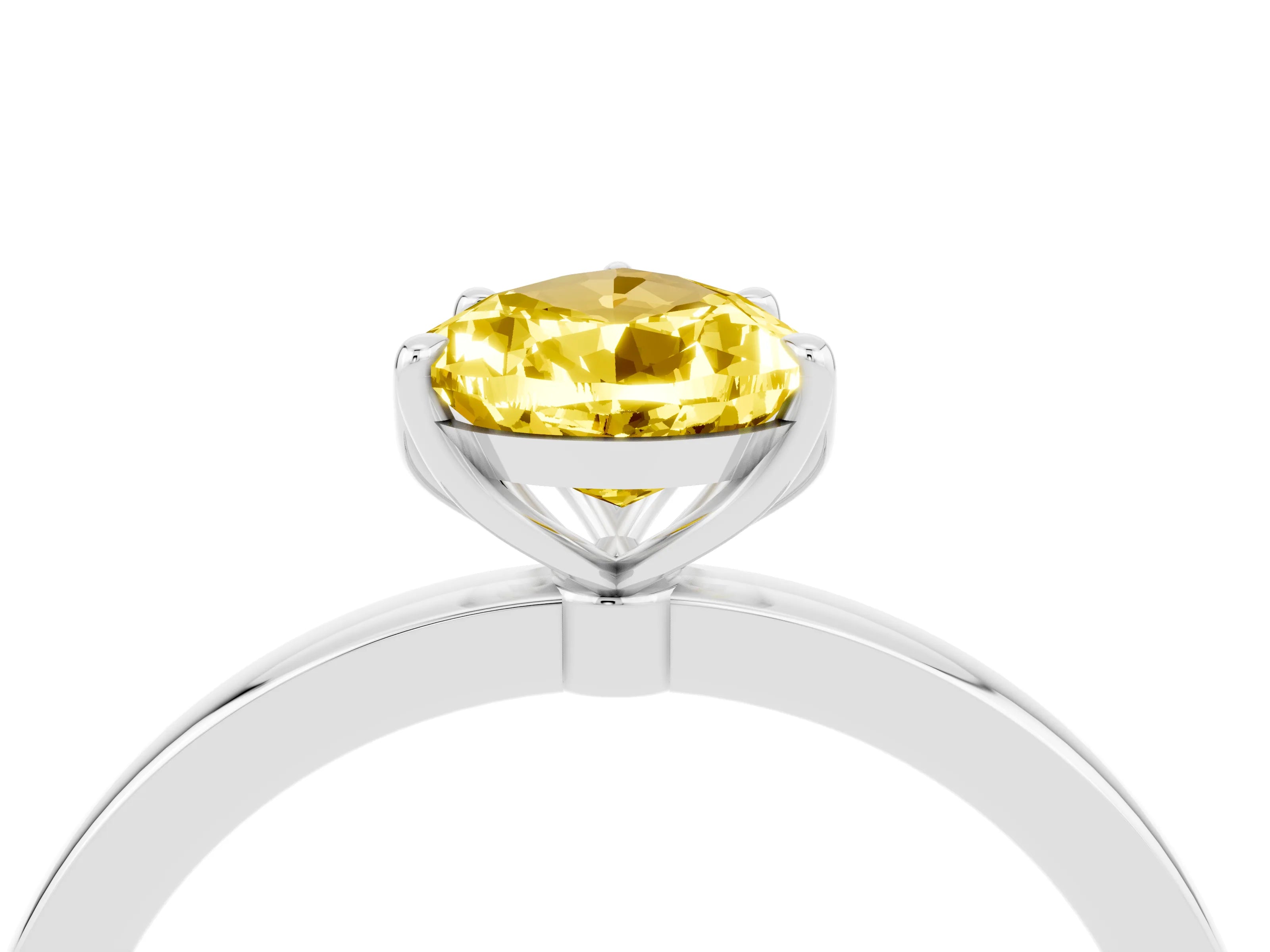 White gold Pear Cut Solitaire Diamond Ring with Thin Band and Four-Prong Setting_4