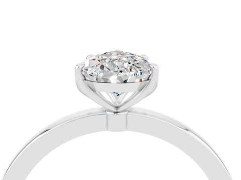 White gold Pear Cut Solitaire Diamond Ring with Thin Band and Four-Prong Setting_4