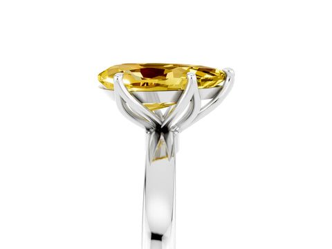 White gold Pear Cut Solitaire Diamond Ring with Thin Band and Four-Prong Setting_5