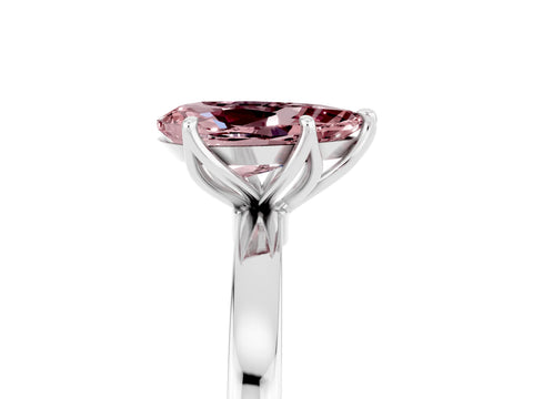 White gold Pear Cut Solitaire Diamond Ring with Thin Band and Four-Prong Setting_5