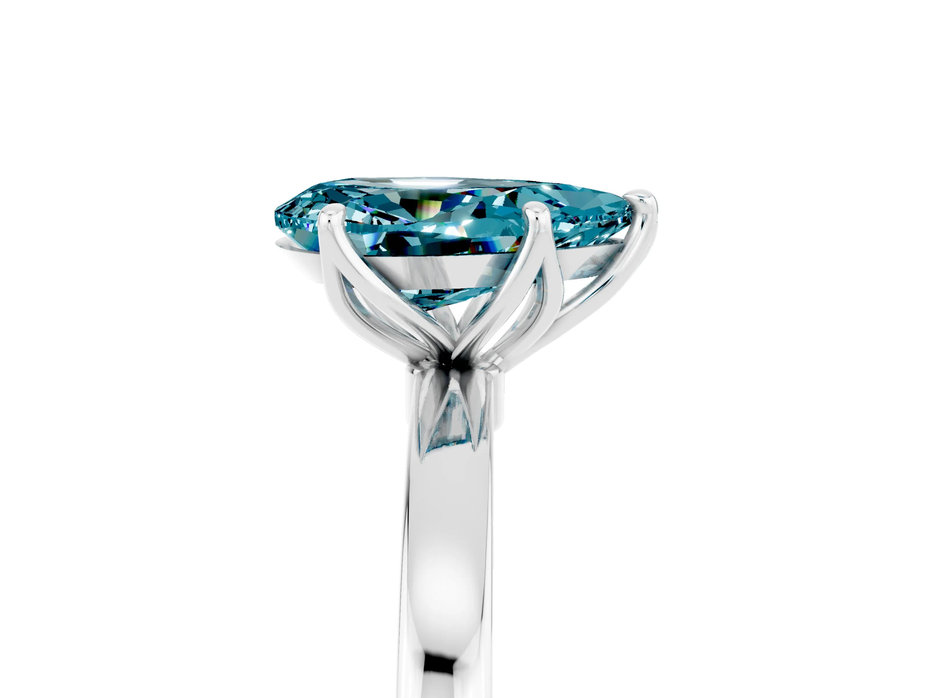 White gold Pear Cut Solitaire Diamond Ring with Thin Band and Four-Prong Setting_5