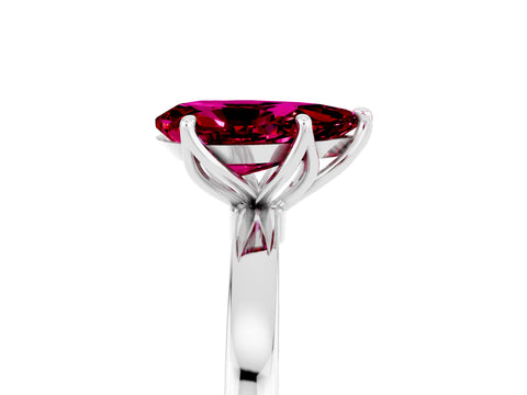 White gold Pear Cut Solitaire Diamond Ring with Thin Band and Four-Prong Setting_5