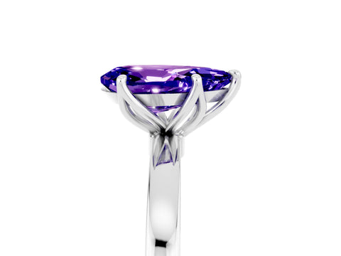 White gold Pear Cut Solitaire Diamond Ring with Thin Band and Four-Prong Setting_5