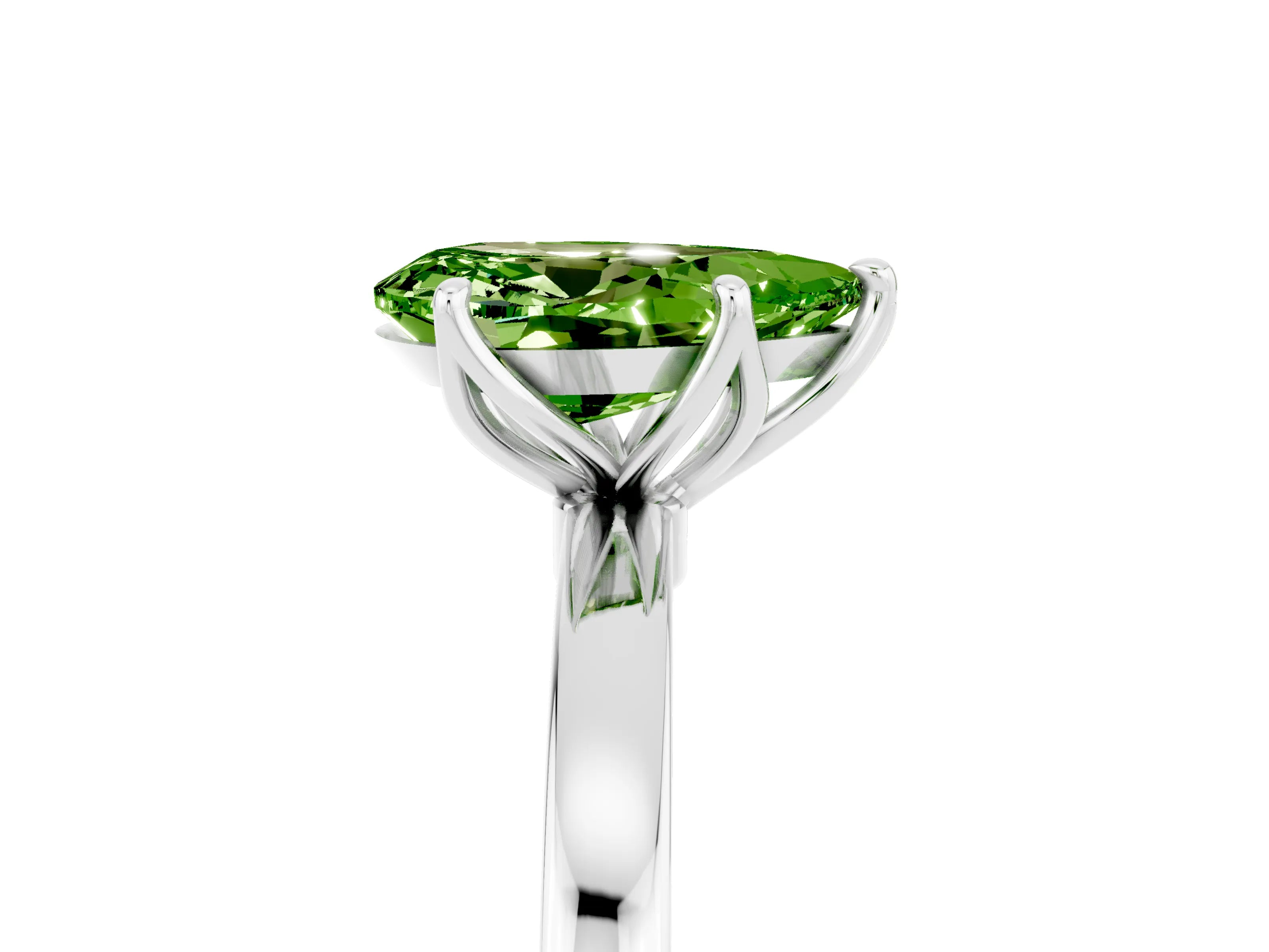 White gold Pear Cut Solitaire Diamond Ring with Thin Band and Four-Prong Setting_5