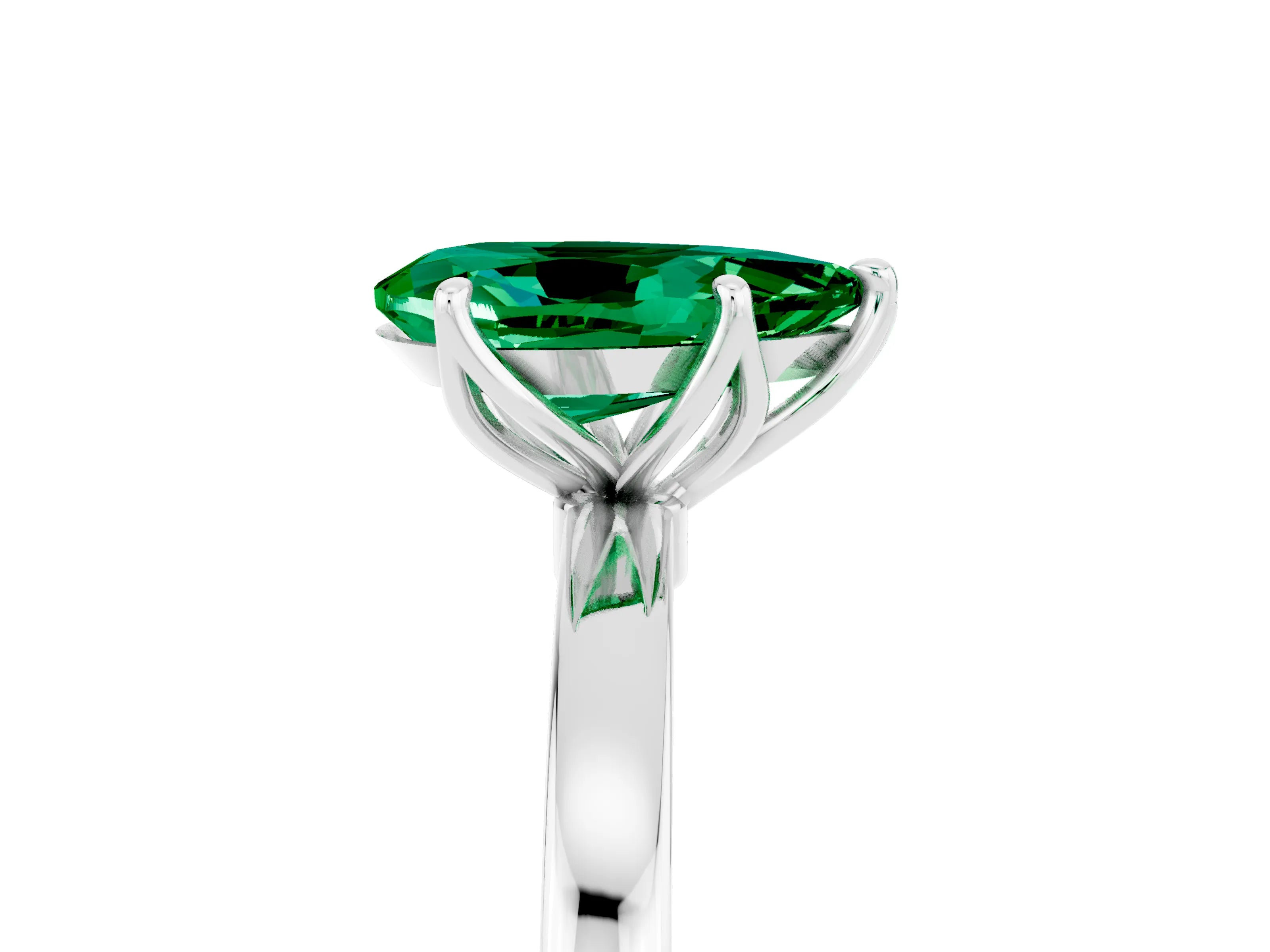 White gold Pear Cut Solitaire Diamond Ring with Thin Band and Four-Prong Setting_5