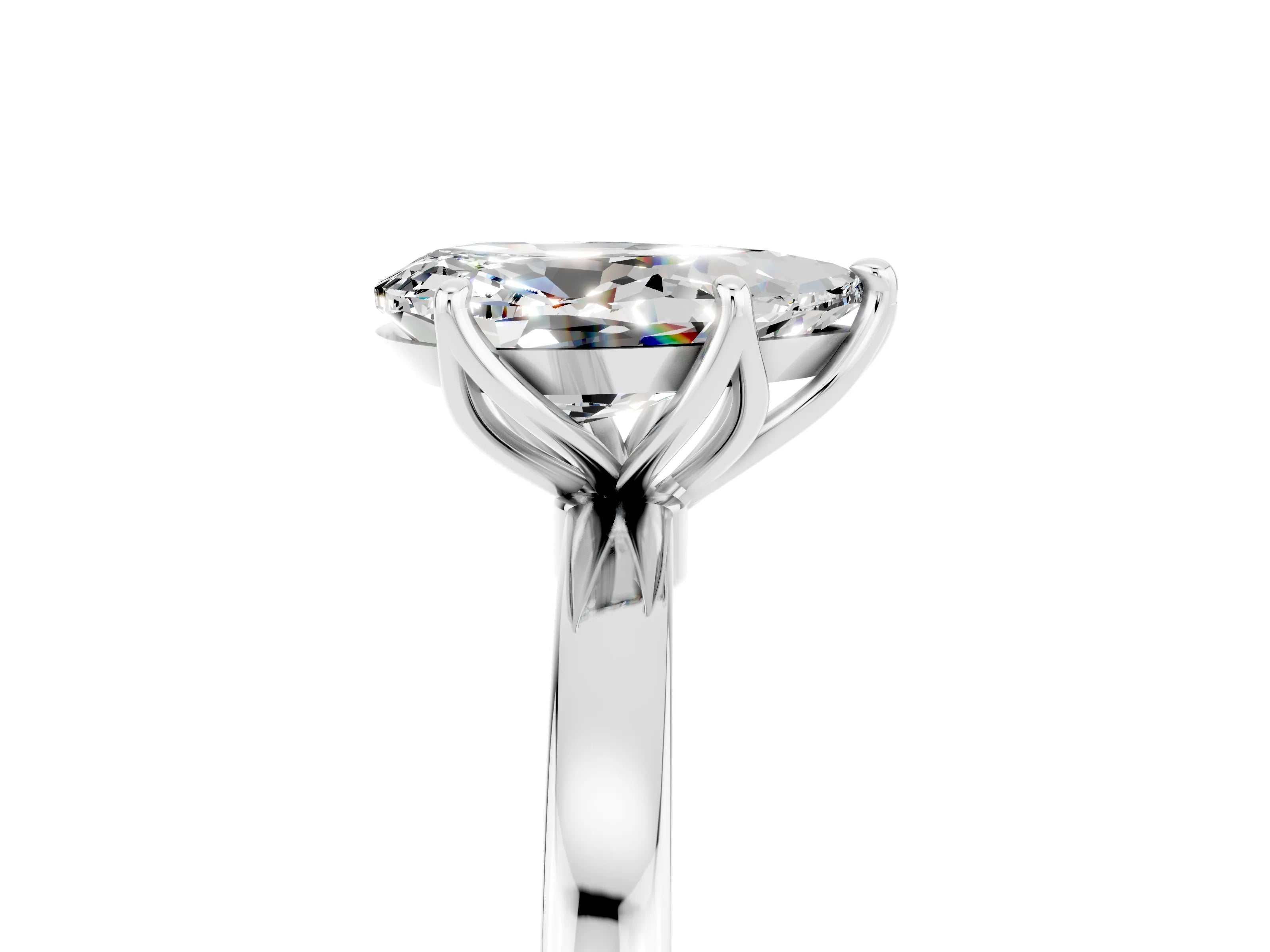 White gold Pear Cut Solitaire Diamond Ring with Thin Band and Four-Prong Setting_5