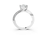 White gold Pear Cut Solitaire Diamond Twist Band with Pavé Setting and Four-Prong Setting_10