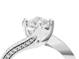 White gold Pear Cut Solitaire Diamond Twist Band with Pavé Setting and Four-Prong Setting_11