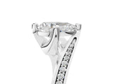 White gold Pear Cut Solitaire Diamond Twist Band with Pavé Setting and Four-Prong Setting_12
