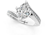 White gold Pear Cut Solitaire Diamond Twist Band with Pavé Setting and Four-Prong Setting_8