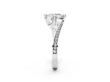 White gold Pear Cut Solitaire Diamond Twist Band with Pavé Setting and Four-Prong Setting_9