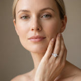 White gold Pear Cut Solitaire Diamond Twisted Band with Pave Setting_14