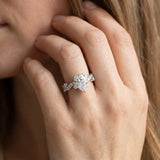 White gold Pear Cut Solitaire Diamond Twisted Band with Pave Setting_15