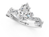 White gold Pear Cut Solitaire Diamond Twisted Band with Pave Setting_64