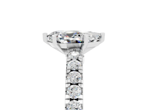 White gold Pear Cut Solitaire Diamond with Pavé Band and Four-Prong Setting_11