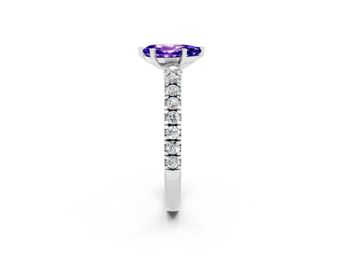 White gold Pear Cut Solitaire Diamond with Pavé Band and Four-Prong Setting_12