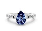 White gold Pear Cut Solitaire Diamond with Pavé Band and Four-Prong Setting_12