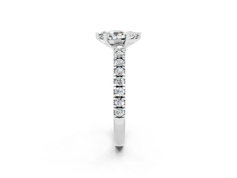 White gold Pear Cut Solitaire Diamond with Pavé Band and Four-Prong Setting_13