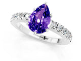 White gold Pear Cut Solitaire Diamond with Pavé Band and Four-Prong Setting_13