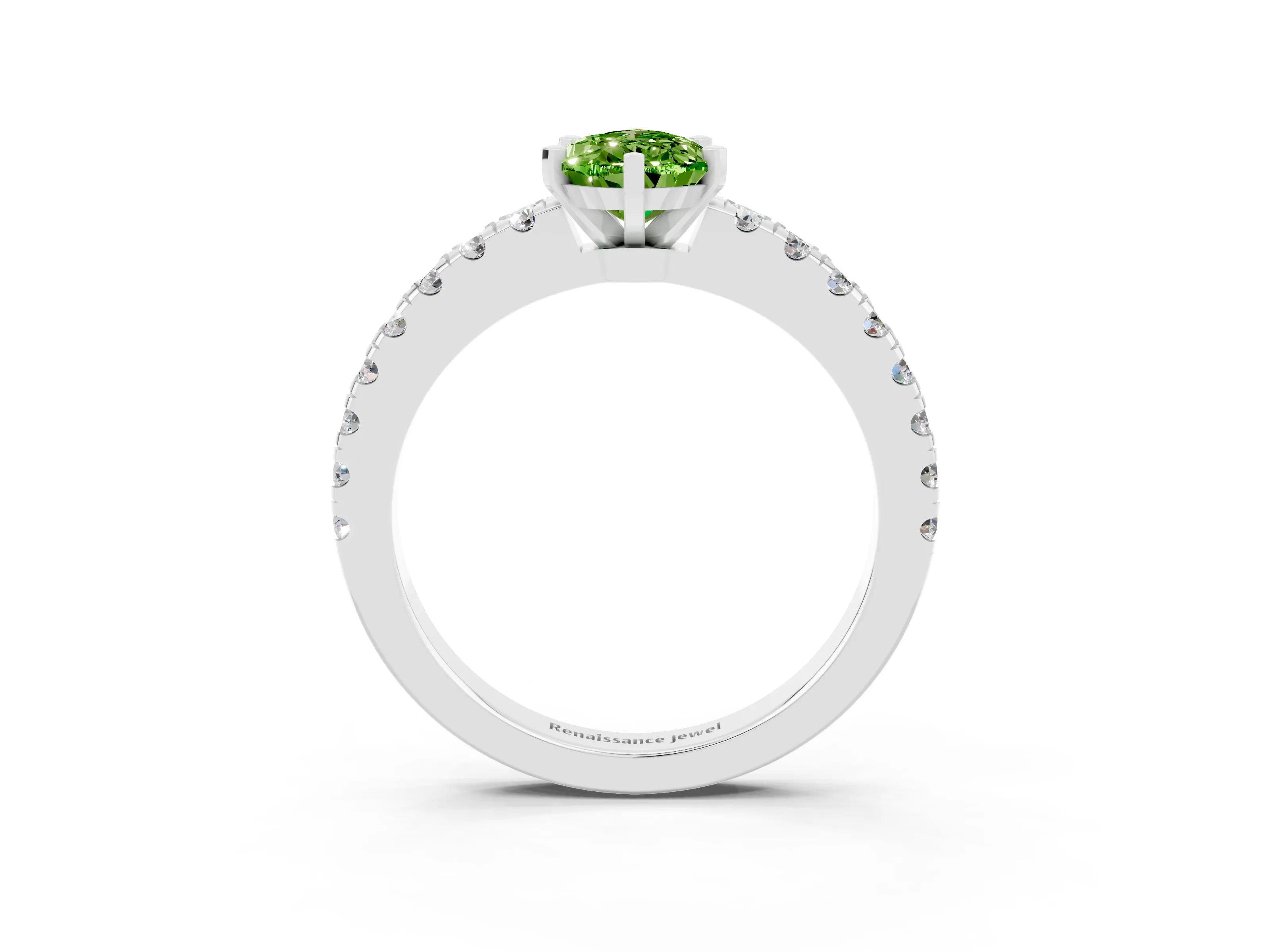 White gold Pear Cut Solitaire Diamond with Pavé Band and Four-Prong Setting_13