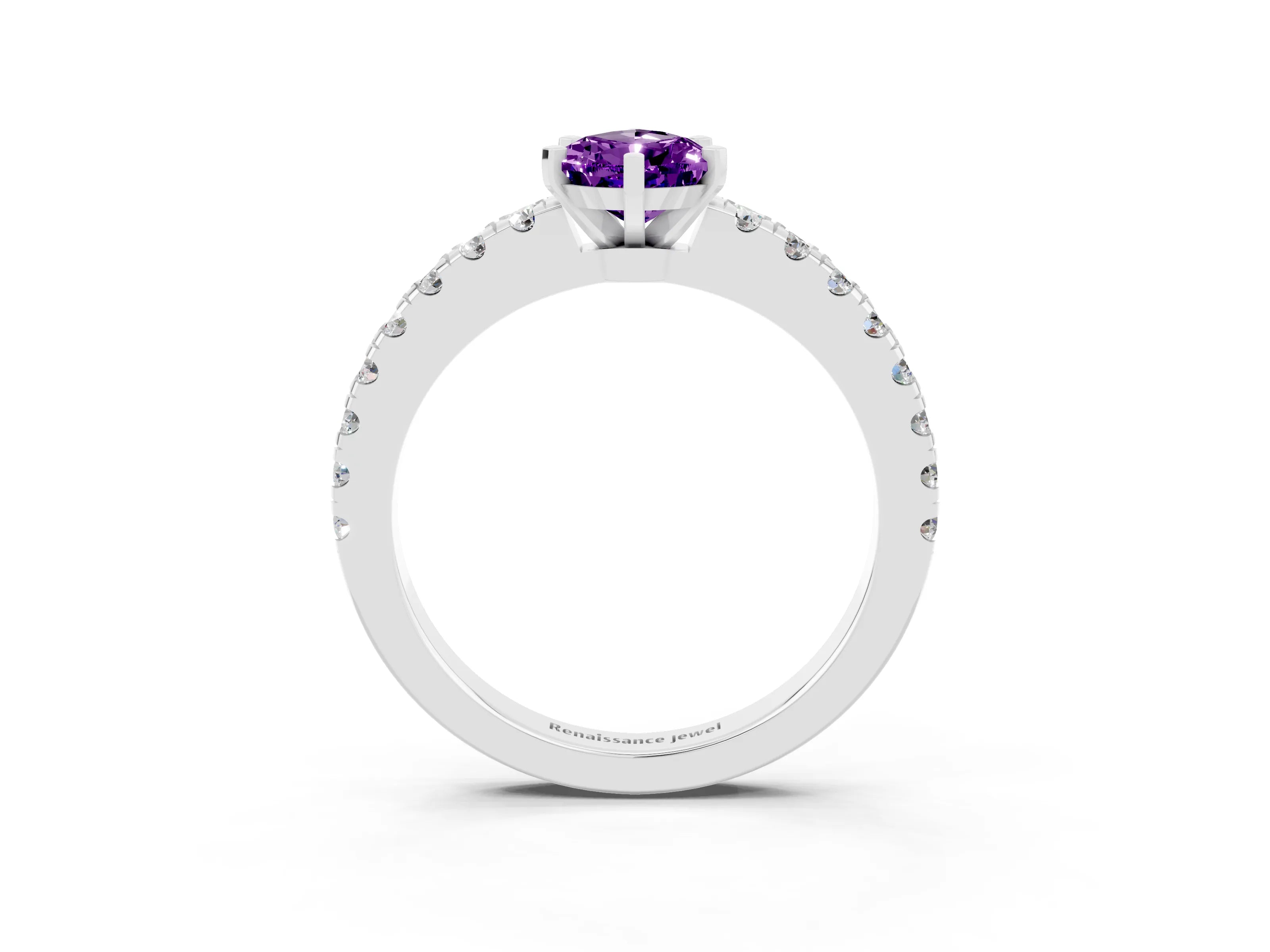 White gold Pear Cut Solitaire Diamond with Pavé Band and Four-Prong Setting_13