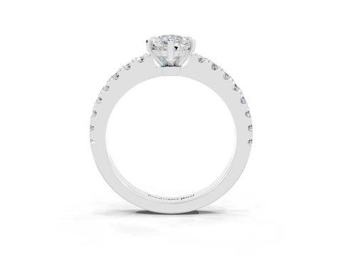 White gold Pear Cut Solitaire Diamond with Pavé Band and Four-Prong Setting_14