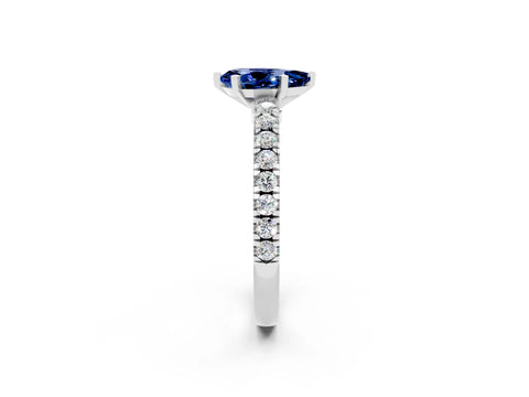 White gold Pear Cut Solitaire Diamond with Pavé Band and Four-Prong Setting_14