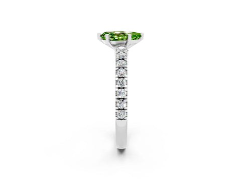White gold Pear Cut Solitaire Diamond with Pavé Band and Four-Prong Setting_14